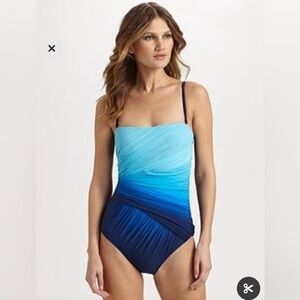NWT Gottex Ombré Goddess Bandeau One-Piece Swimsuit Size 12